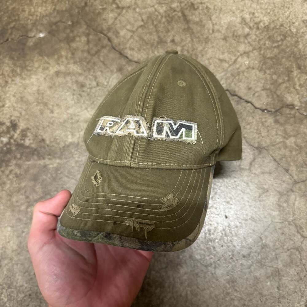 Dodge Ram Mossy Oak Camouflage Distressed Baseball Cap Hat